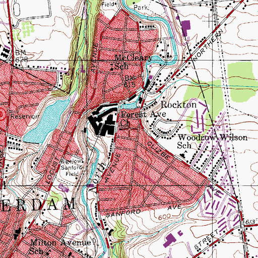 Topographic Map of Forest Avenue Methodist Church, NY