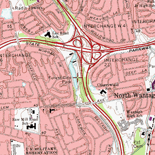 Topographic Map of Forest City Park, NY