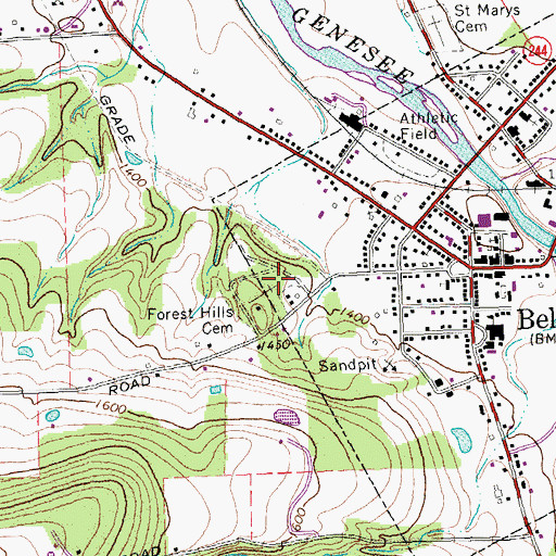 Topographic Map of Forest Hills Cemetery, NY