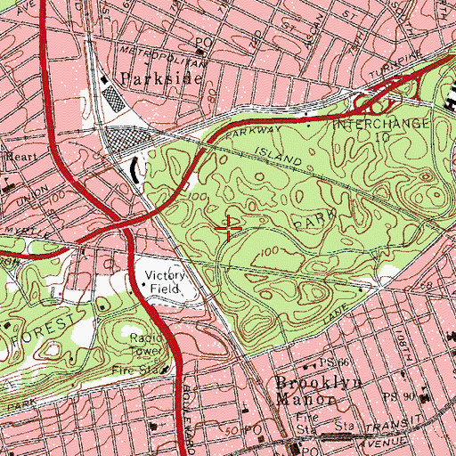 Topographic Map of Forest Park, NY