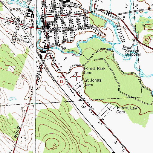 Topographic Map of Forest Park Cemetery, NY