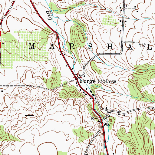 Topographic Map of Forge Hollow, NY