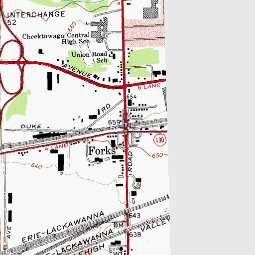 Topographic Map of Forks, NY