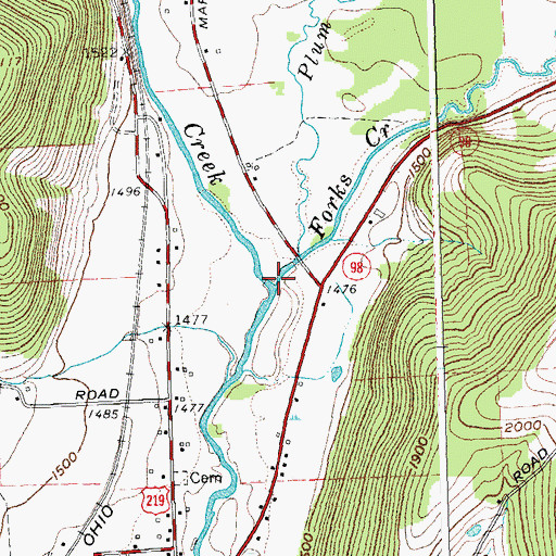 Topographic Map of Forks Creek, NY