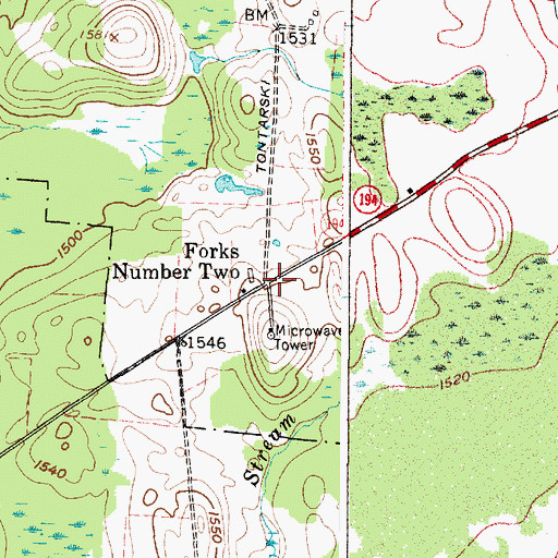 Topographic Map of Forks Number Two, NY