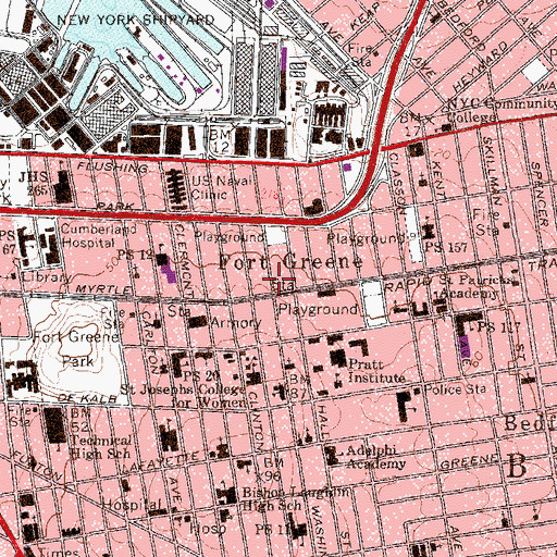 Topographic Map of Fort Greene, NY