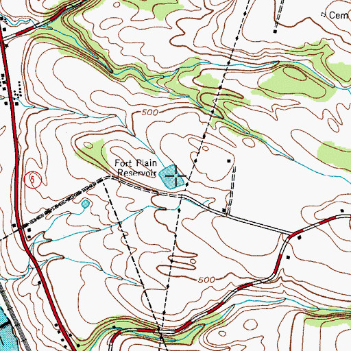 Topographic Map of Fort Plains Reservoir, NY