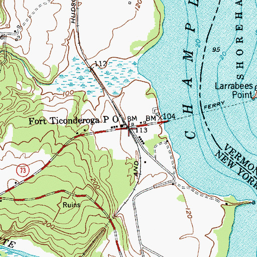 Topographic Map of Fort Ticonderoga Post Office, NY