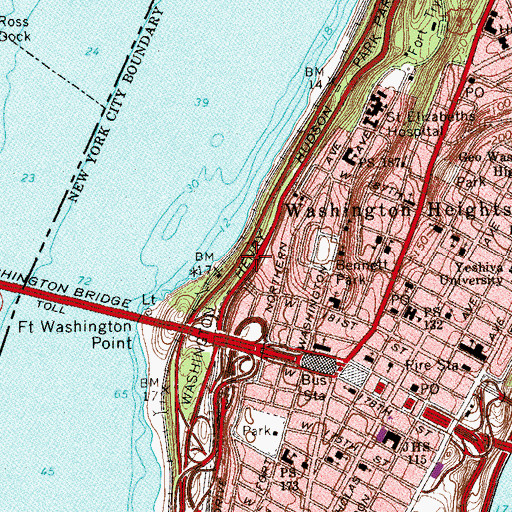 Topographic Map of Fort Washington Park, NY
