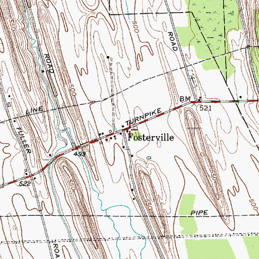Topographic Map of Fosterville, NY
