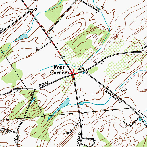 Topographic Map of Four Corners, NY