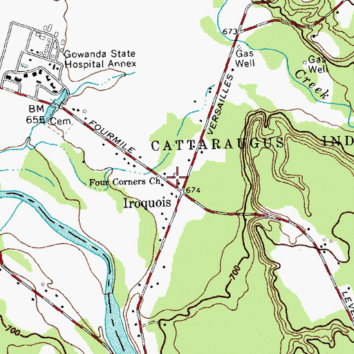 Topographic Map of Four Corners Church, NY