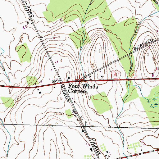 Topographic Map of Four Winds Corners, NY