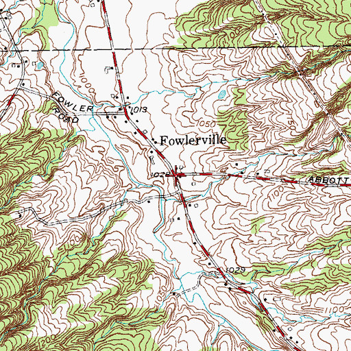 Topographic Map of Fowlerville, NY