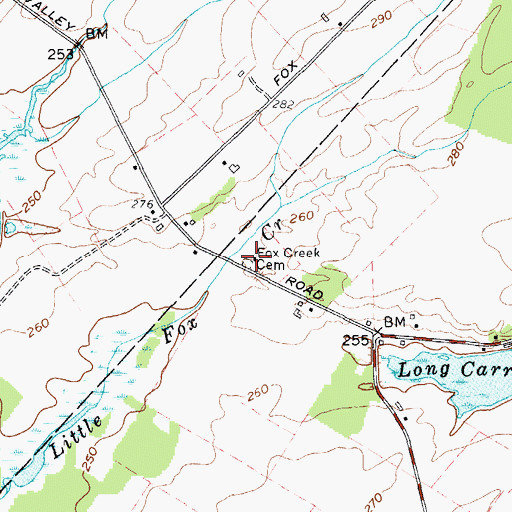 Topographic Map of Fox Creek Cemetery, NY