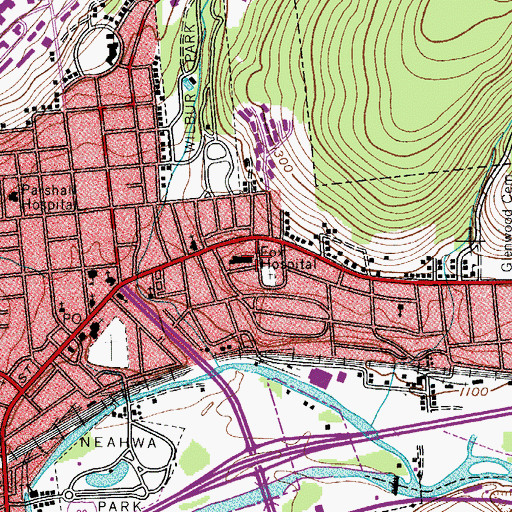 Topographic Map of A O  Fox Memorial Hospital, NY