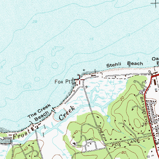 Topographic Map of Fox Point, NY