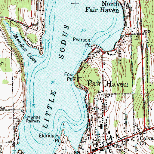 Topographic Map of Fox Point, NY