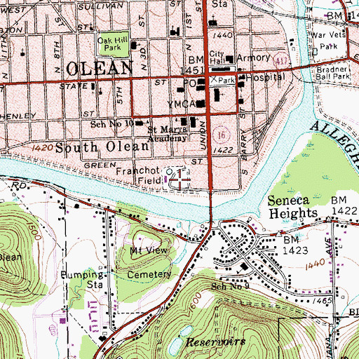 Topographic Map of Franchot Field, NY