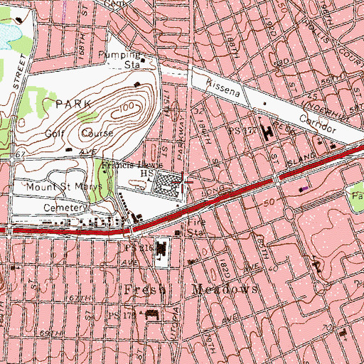 Topographic Map of Francis Lewis High School, NY