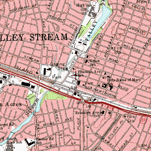 Topographic Map of Franklin Avenue Elementary School, NY