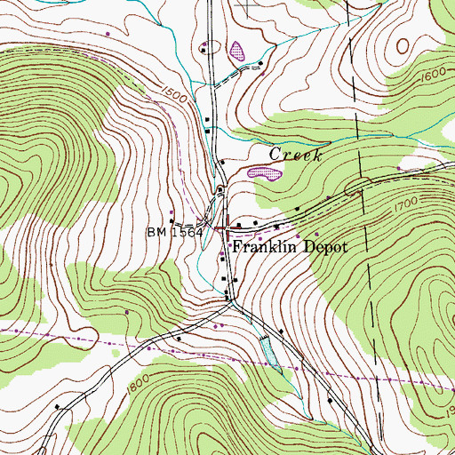 Topographic Map of Franklin Depot, NY