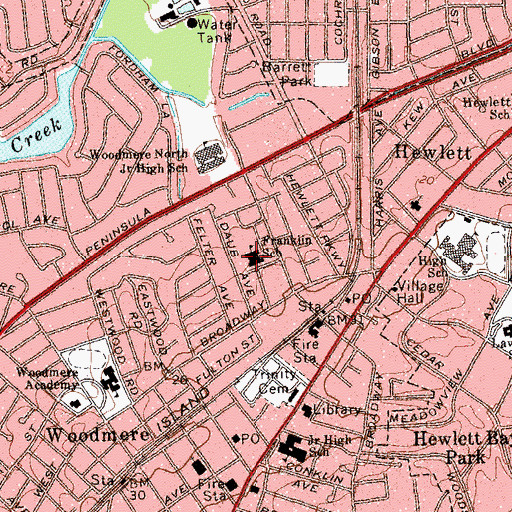 Topographic Map of Franklin Early Childhood Center, NY