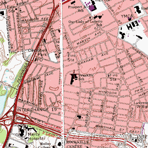 Topographic Map of Franklin School, NY