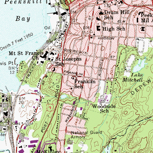 Topographic Map of Franklin School, NY