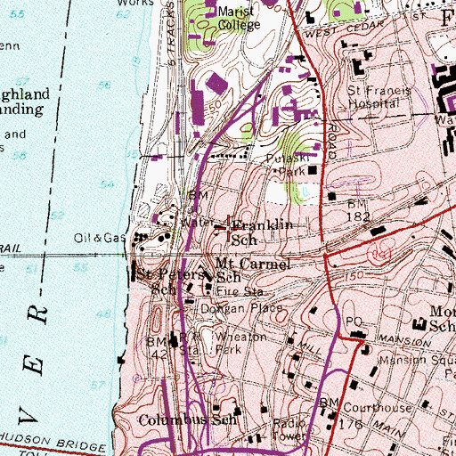 Topographic Map of Franklin School, NY