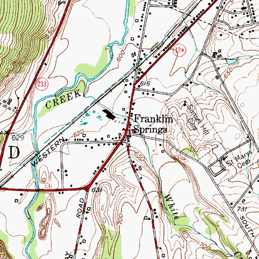 Topographic Map of Franklin Springs, NY