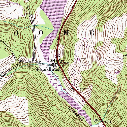 Topographic Map of Franklinton, NY