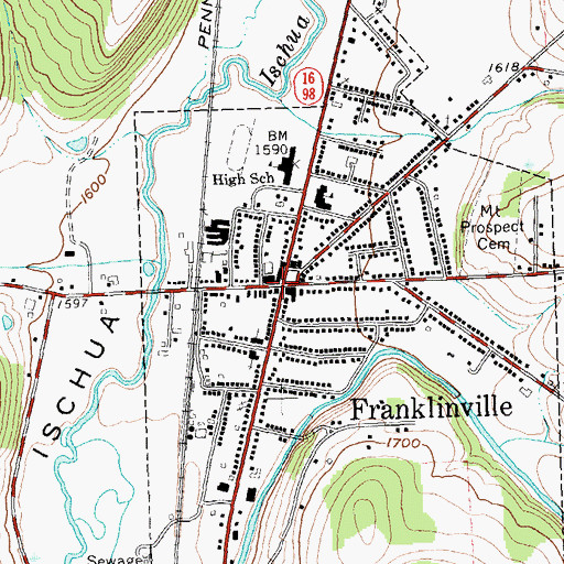 Topographic Map of Franklinville, NY
