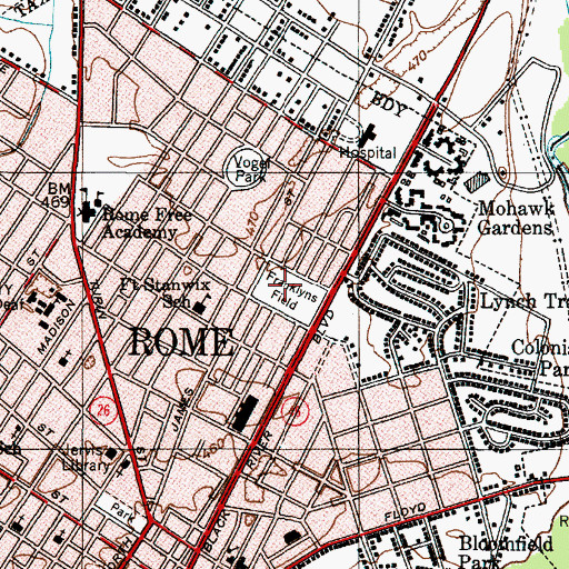 Topographic Map of Franklyns Field, NY