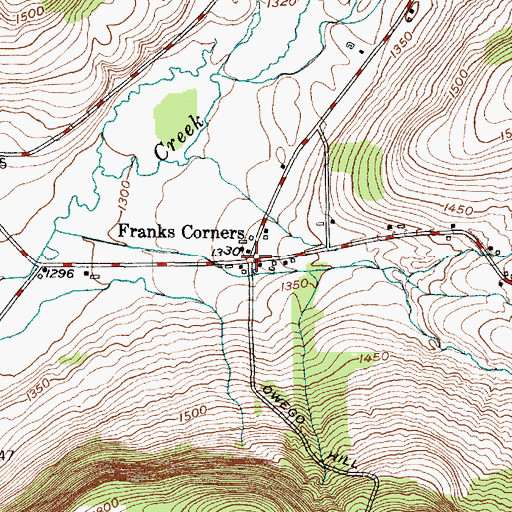 Topographic Map of Franks Corners, NY