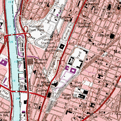 Topographic Map of Franz Sigel Park, NY