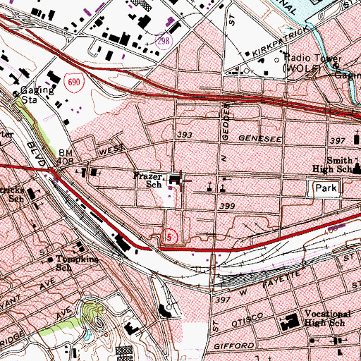 Topographic Map of Frazer K - 8 School, NY