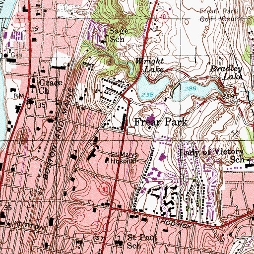 Topographic Map of Frear Park, NY