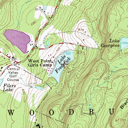 Topographic Map of Lake Frederick, NY