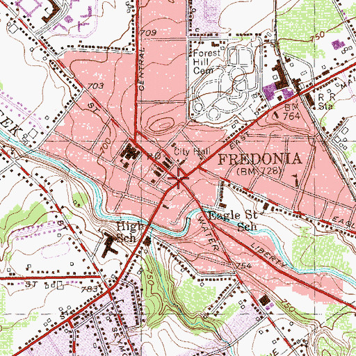Topographic Map of Fredonia, NY