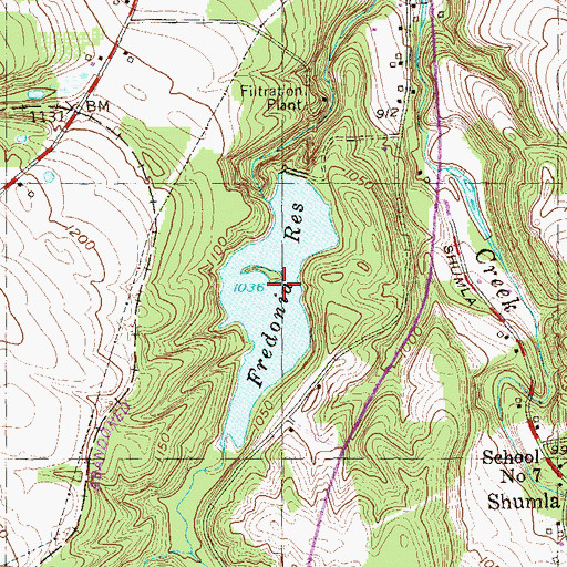 Topographic Map of Fredonia Reservoir, NY