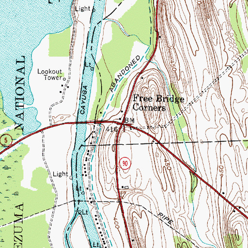 Topographic Map of Free Bridge Corners, NY