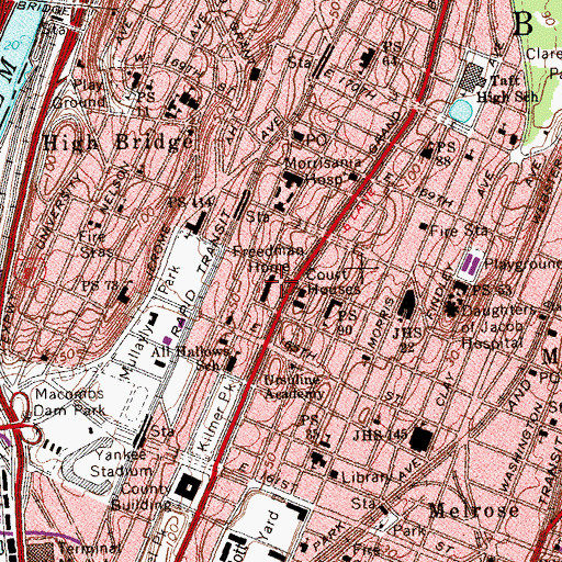 Topographic Map of Andrew Freedman Home, NY