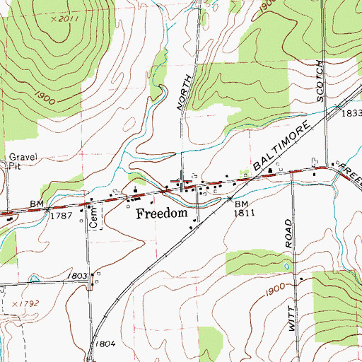 Topographic Map of Freedom, NY