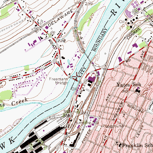Topographic Map of Freemans Bridge, NY