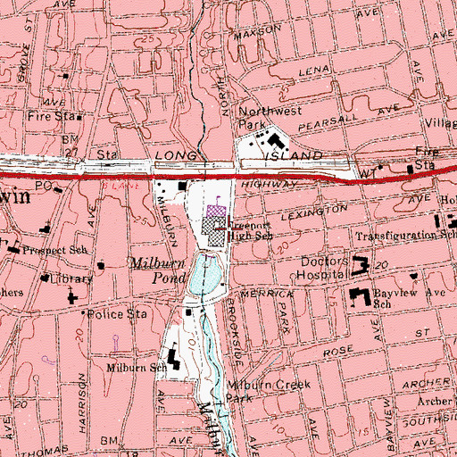 Topographic Map of Freeport High School, NY