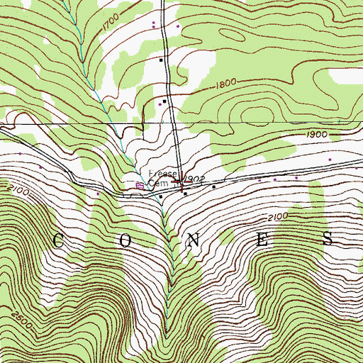 Topographic Map of Freese Cemetery, NY