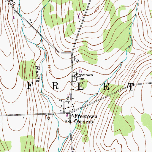 Topographic Map of Freetown Cemetery, NY