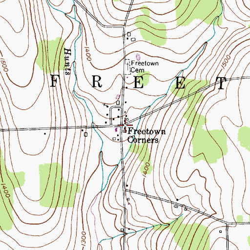 Topographic Map of Freetown Corners, NY