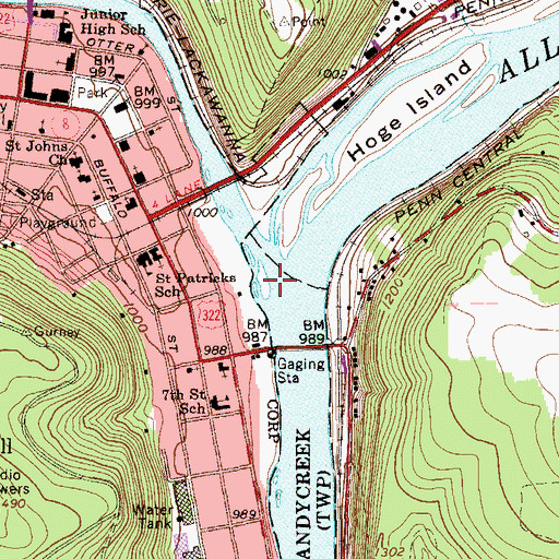 Topographic Map of French Creek, PA